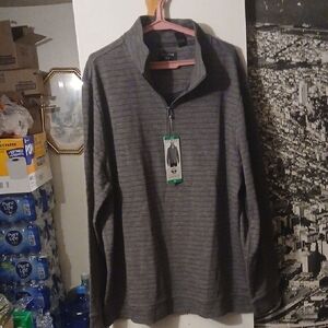 Dockers 1/4 Zip Men's Pullover Sweater Grey / Stripes XL Long Sleeve
